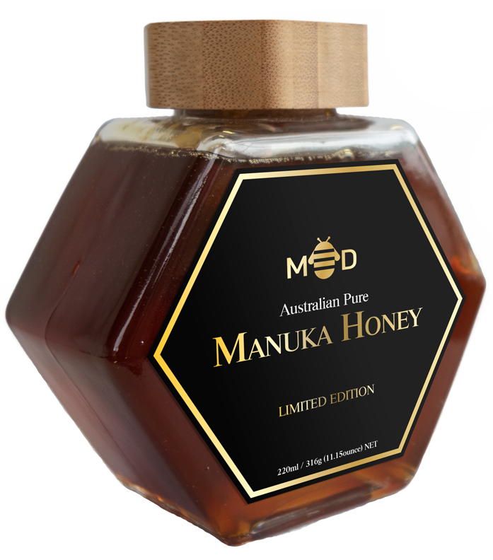 MD-Honey-Hex-Jar-220ml-Front-Side-On